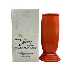 Fiesta P060801 Millennium III Persimmon Ceramic Vase Homer Laughlin Box New